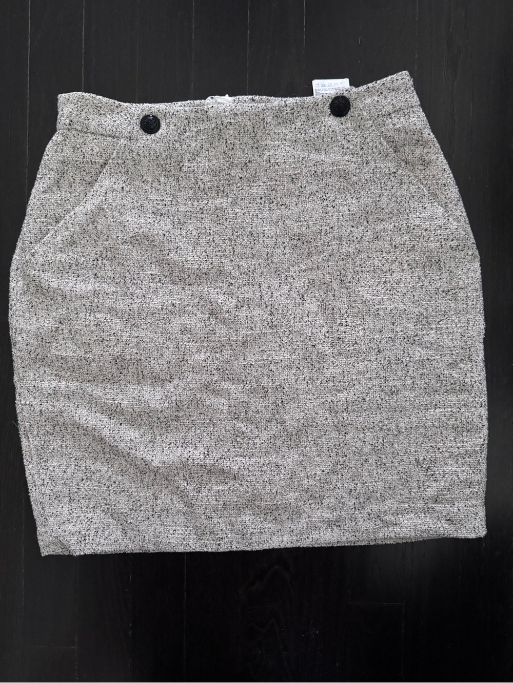 Express Gray Tweed Mini Skirt with Button Detail